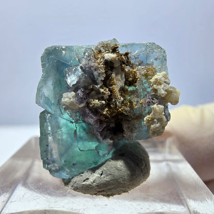 Clear Phantom Fluorite Cube parquetted, green Okorusu, Namibia - 17*16*15mm