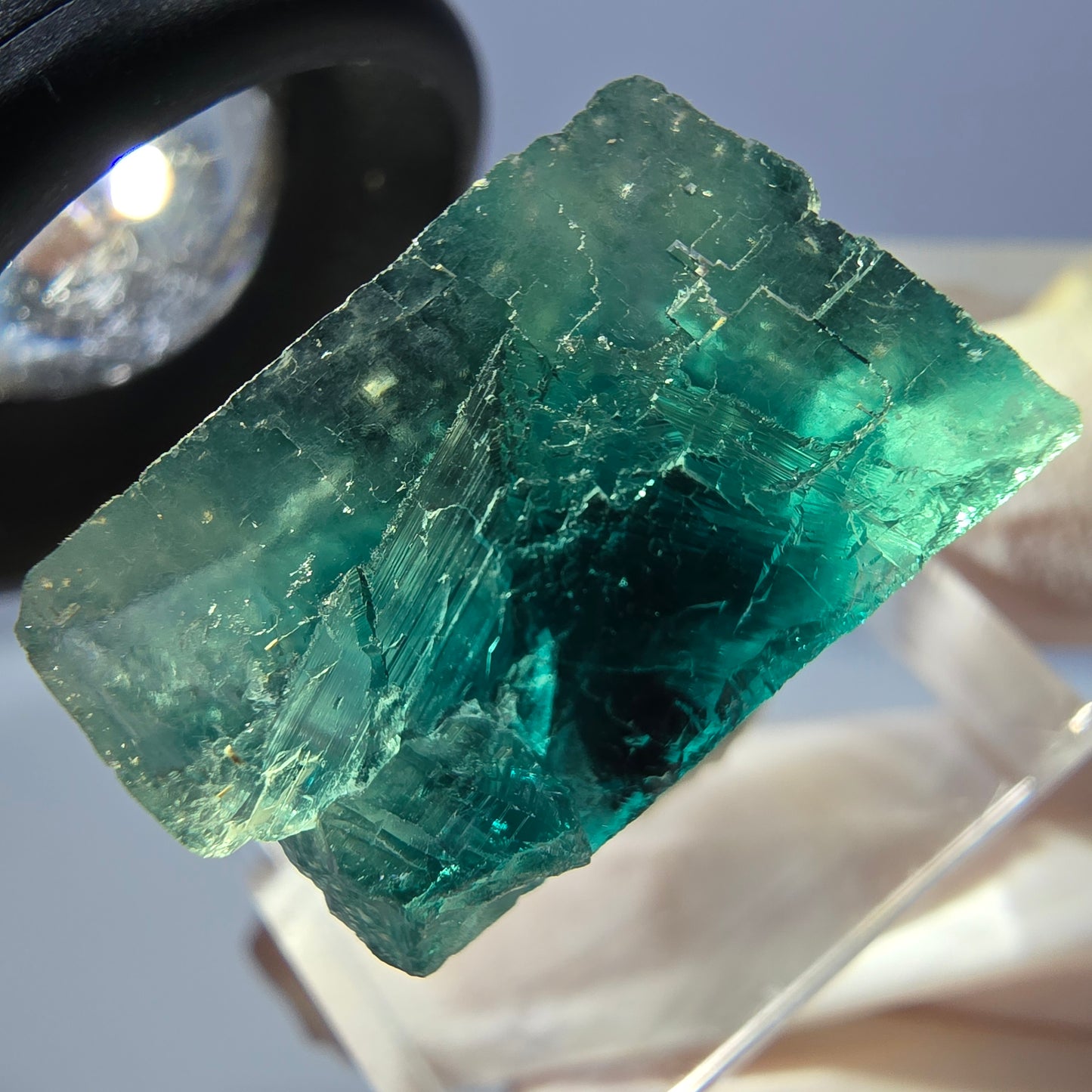 Clear Phantom Fluorite Cube parquetted, green Okorusu, Namibia 21*21*14mm 