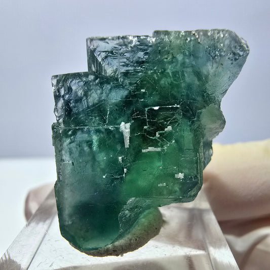 Clear Phantom Fluorite Cube parquetted, green Okorusu, Namibia 25*23*23mm 