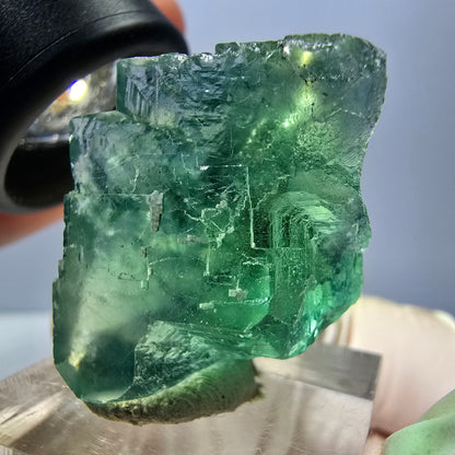 Clear Phantom Fluorite Cube parquetted, green Okorusu, Namibia 25*23*23mm 