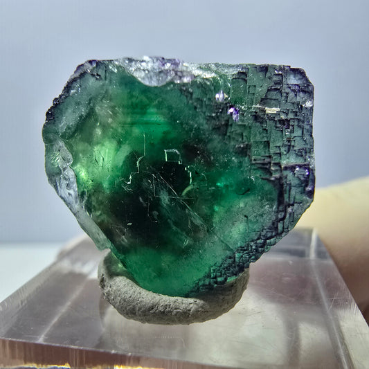 Clear Phantom Fluorite Cube parquetted, green purple Okorusu, Namibia 22*20*18mm 