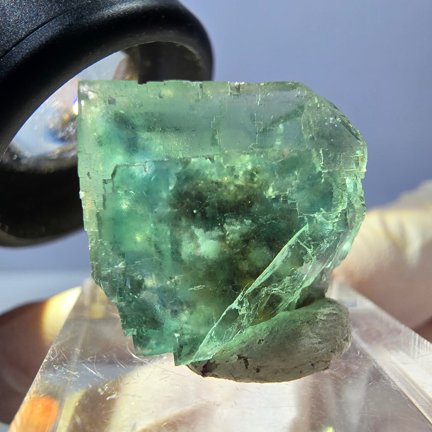 Clear Phantom Fluorite Cube parquetted, green Okorusu, Namibia 19*17*14mm 