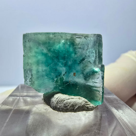 Clear Phantom Fluorite Cube parquetted, green Okorusu, Namibia 17*15*10mm 