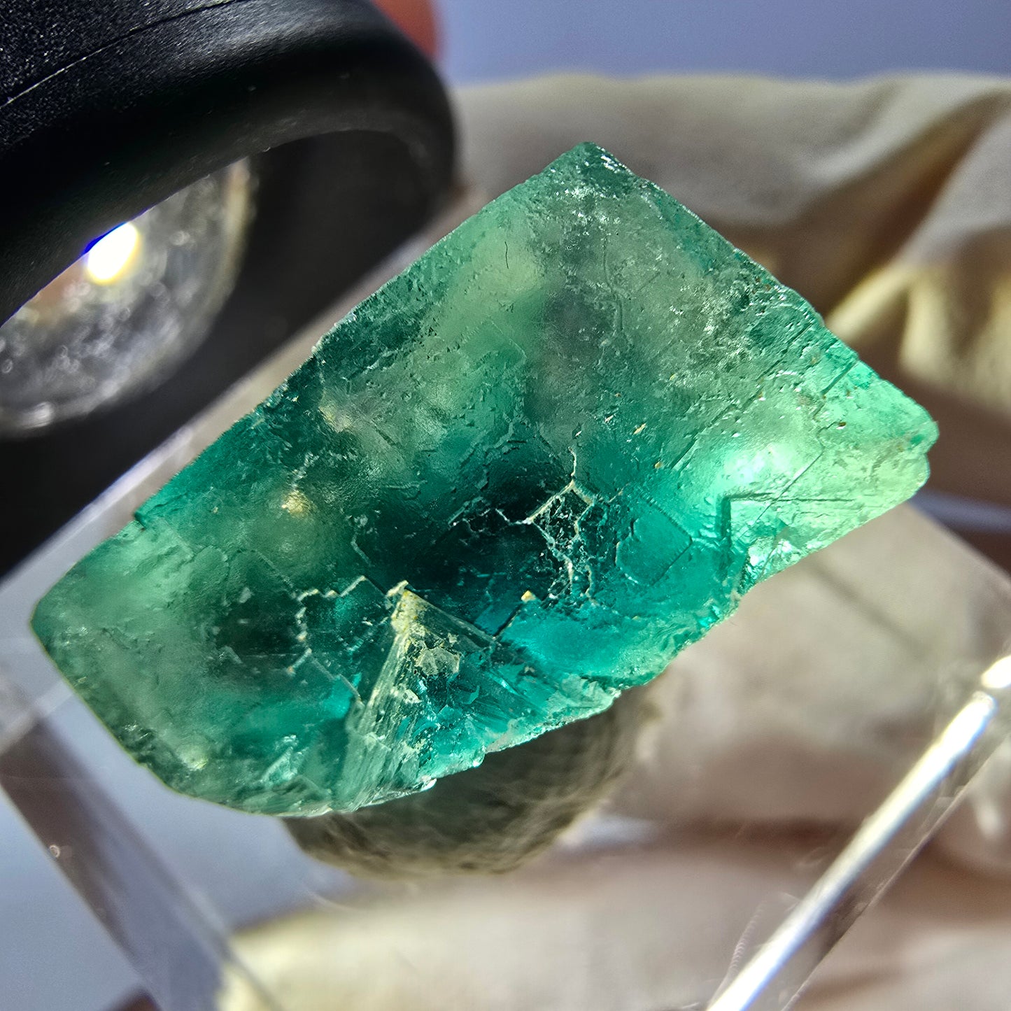 Clear Phantom Fluorite Cube parquetted, green Okorusu, Namibia 17*15*10mm 