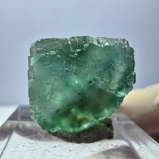 Clear Phantom Fluorite Cube parquetted, green Okorusu, Namibia - 18*16*14mm