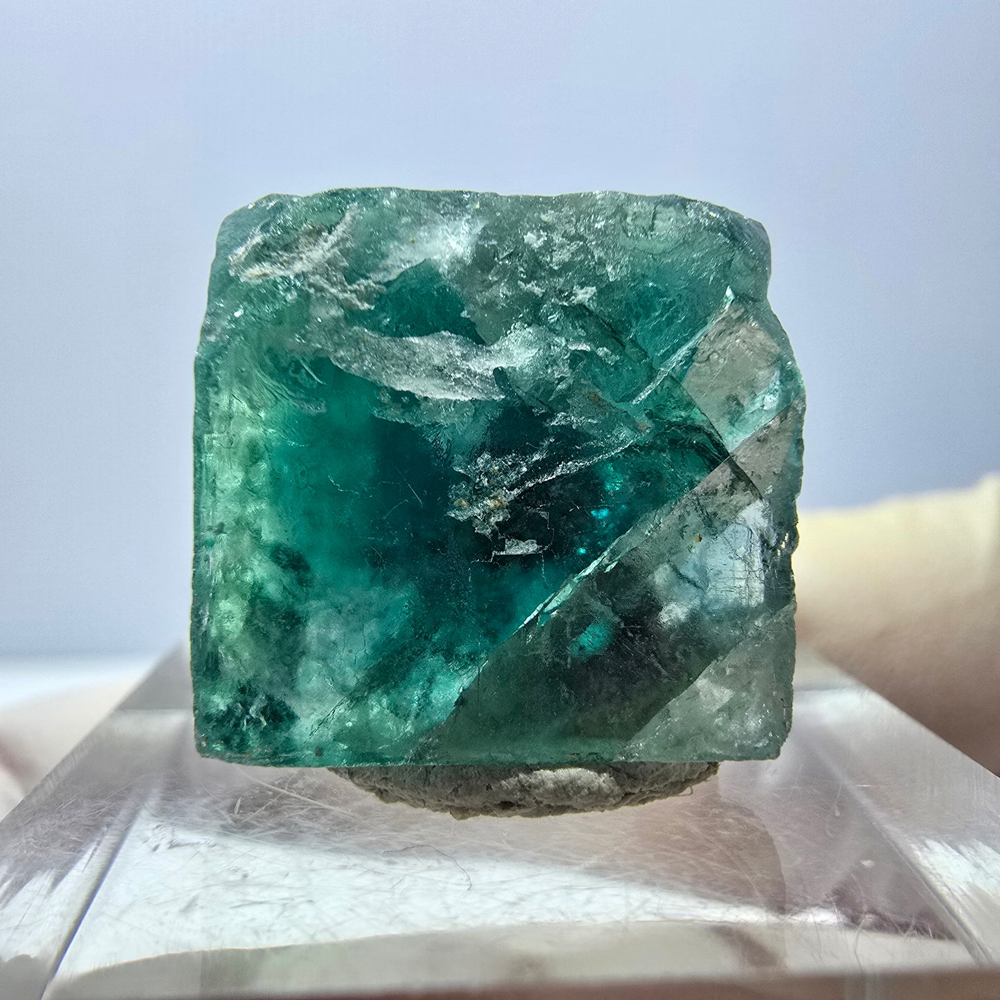 Clear Phantom Fluorite Cube parquetted, green Okorusu, Namibia - 18*17*16mm