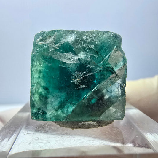 Clear Phantom Fluorite Cube parquetted, green Okorusu, Namibia - 18*17*16mm
