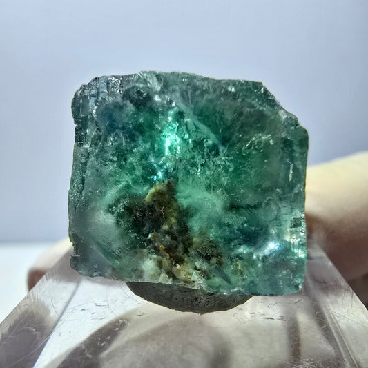 Clear Phantom Fluorite Cube parquetted, green Okorusu, Namibia, 18*17*16mm