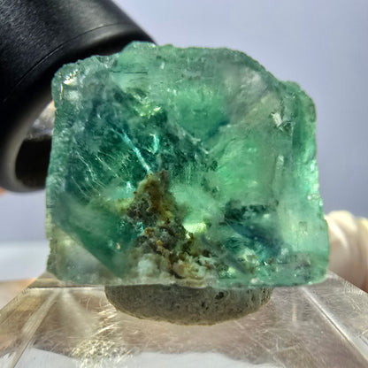 Clear Phantom Fluorite Cube parquetted, green Okorusu, Namibia, 18*17*16mm