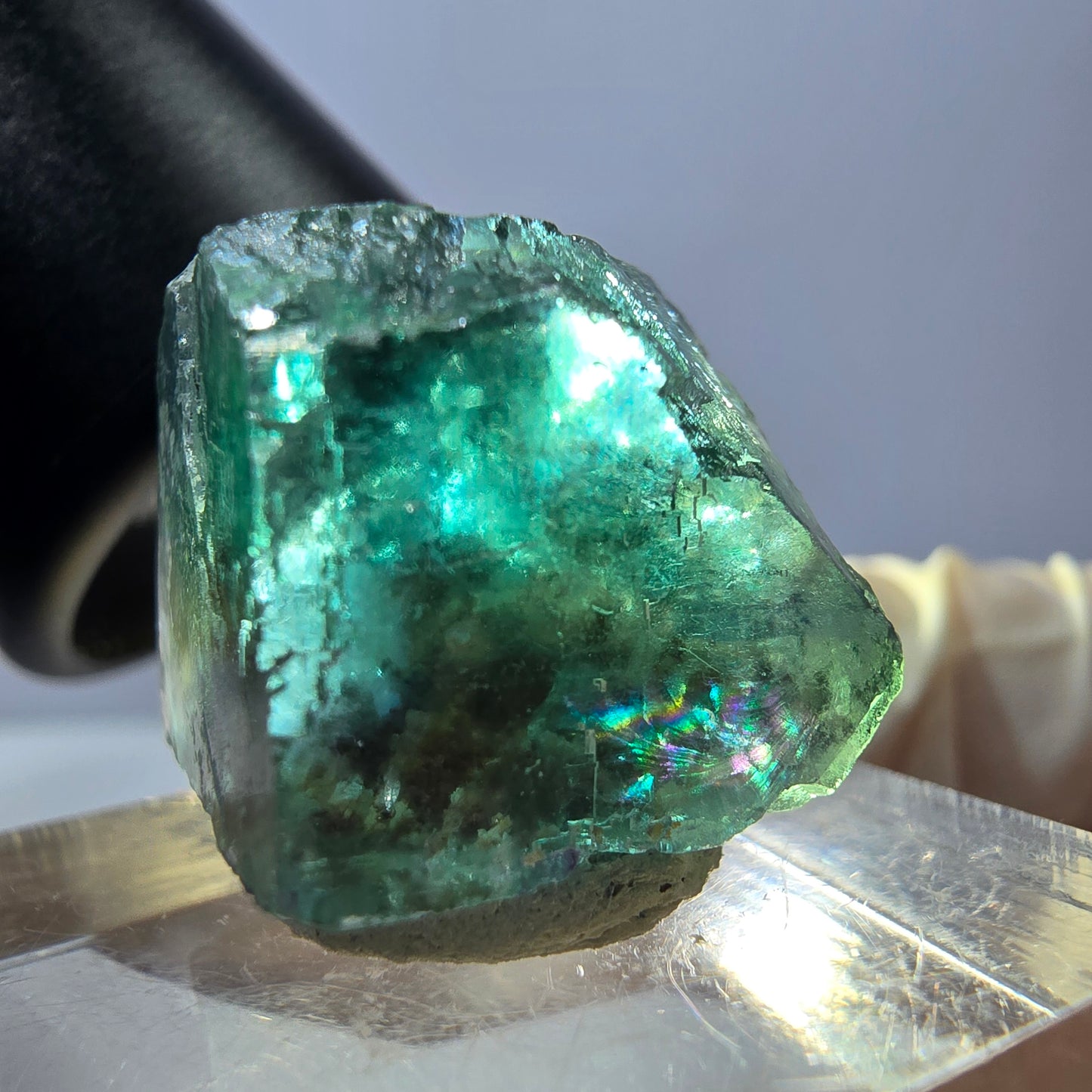 Clear Phantom Fluorite Cube parquetted, green Okorusu, Namibia, 18*17*16mm