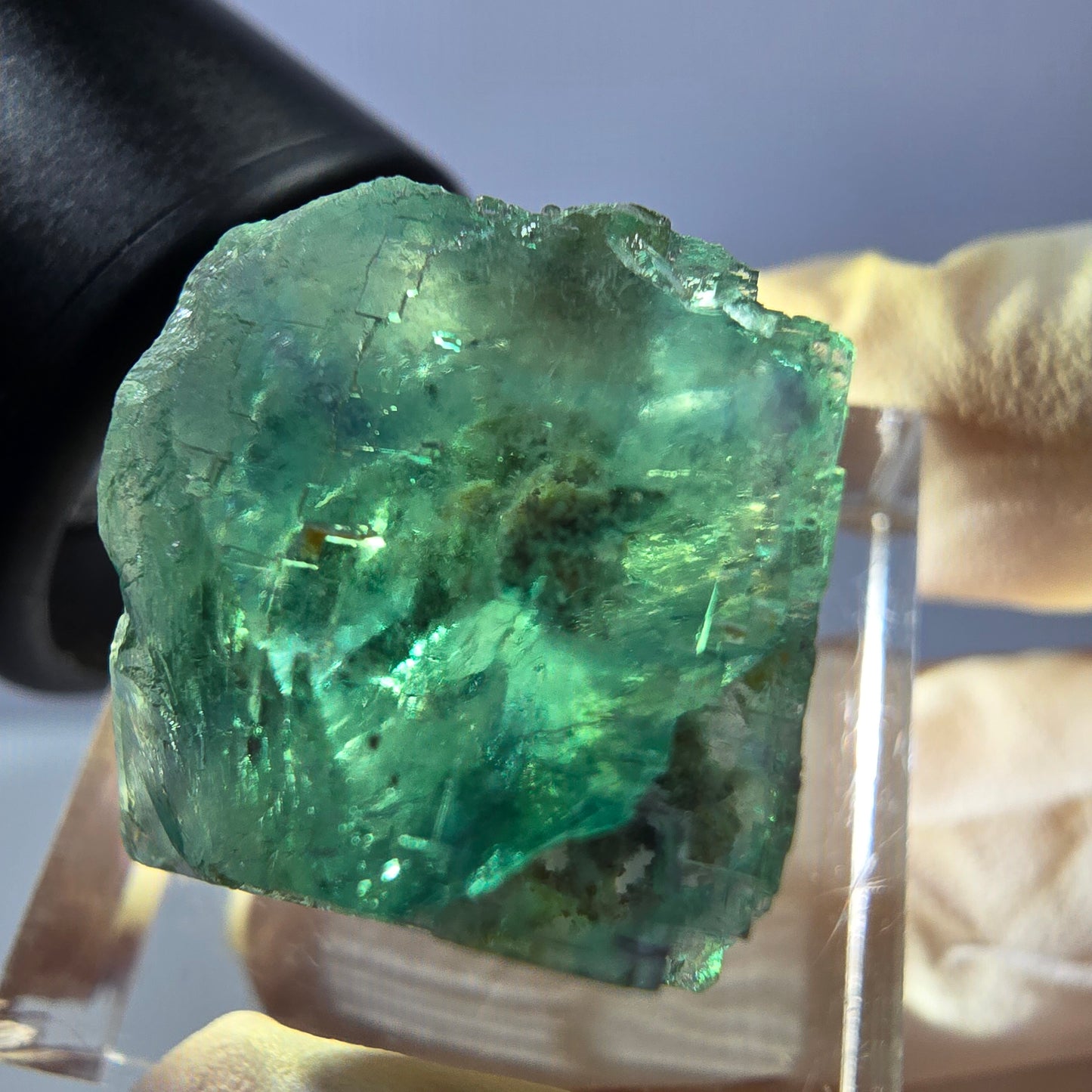 Clear Phantom Fluorite Cube parquetted, green Okorusu, Namibia, 18*17*16mm