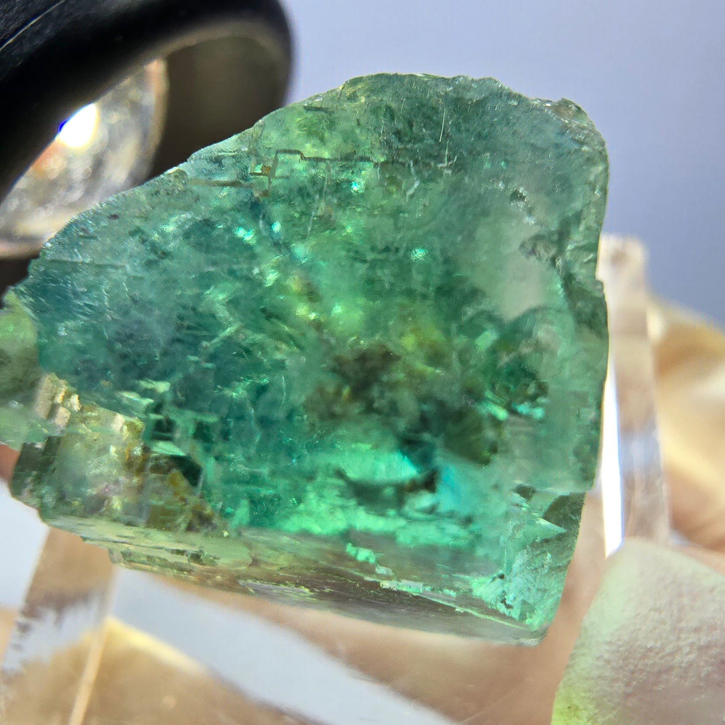 Clear Phantom Fluorite Cube parquetted, green Okorusu, Namibia, 18*17*16mm