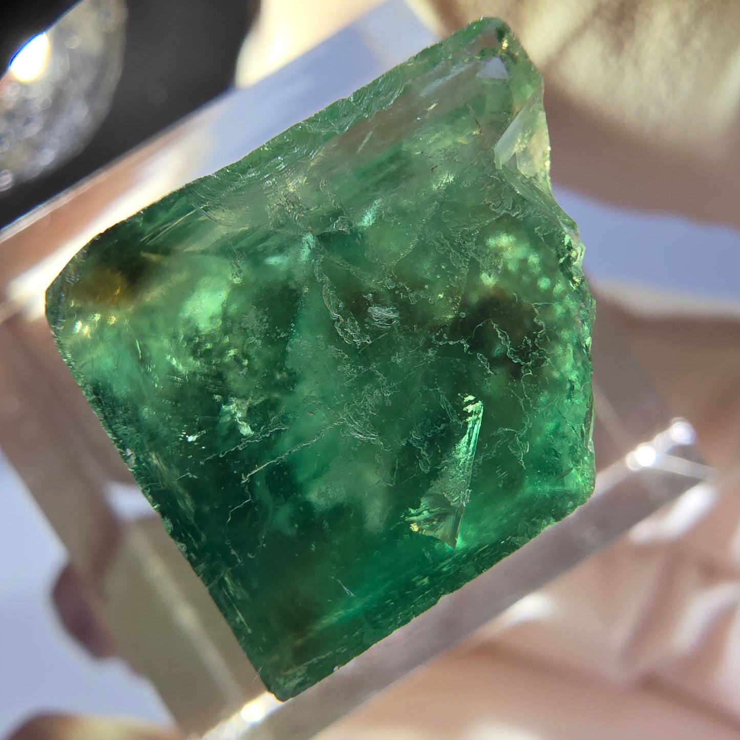 Clear Phantom Fluorite Cube parquetted, green Okorusu, Namibia 18*15*13mm 