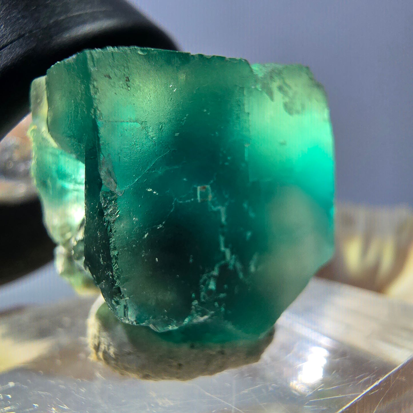 Clear Phantom Fluorite Cube parquetted, green Okorusu, Namibia 18*18*17mm 
