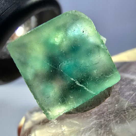 Clear Phantom Fluorite Cube parquetted, green Okorusu, Namibia 15*13*8mm 
