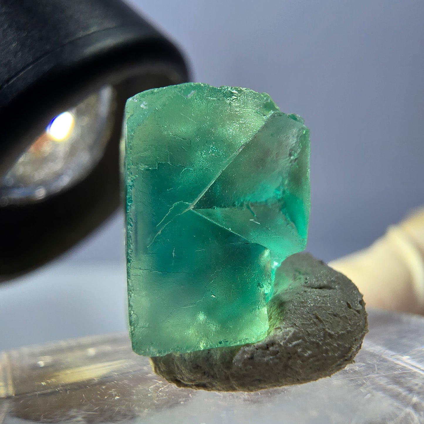 Clear Phantom Fluorite Cube parquetted, green Okorusu, Namibia 15*13*8mm 