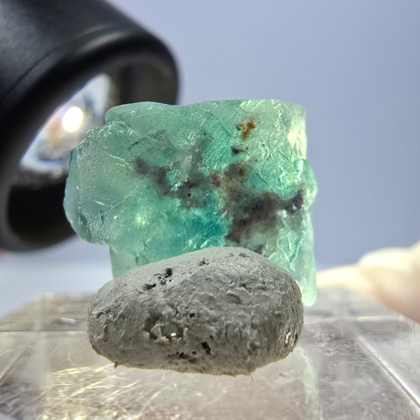Clear Phantom Fluorite Cube parquetted, green Okorusu, Namibia 15*13*8mm 