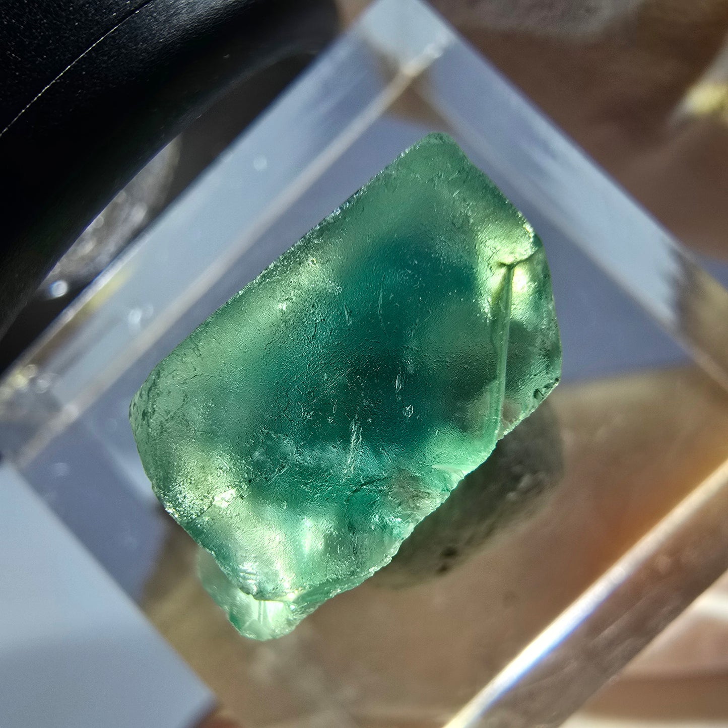 Clear Phantom Fluorite Cube parquetted, green Okorusu, Namibia 15*13*8mm 