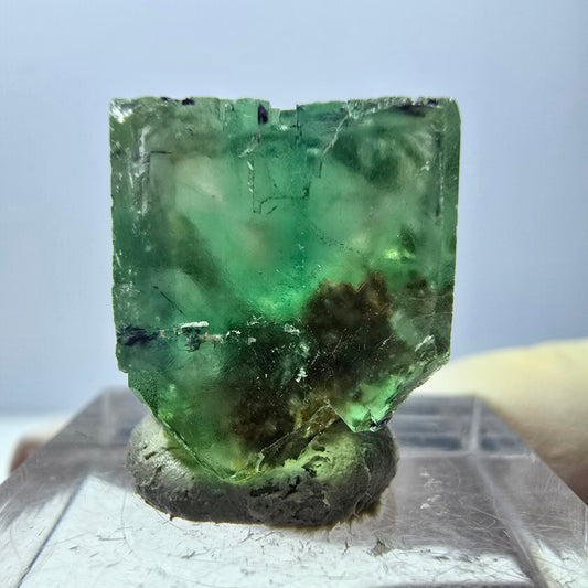 Clear Phantom Fluorite Cube parquetted, green Okorusu, Namibia 18*15*14mm 