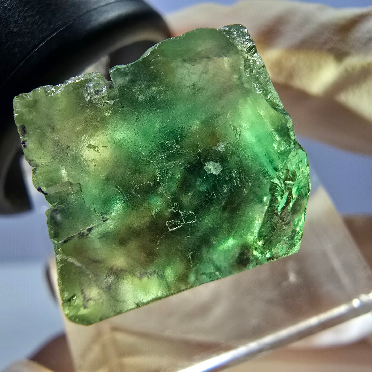 Clear Phantom Fluorite Cube parquetted, green Okorusu, Namibia 18*15*14mm 