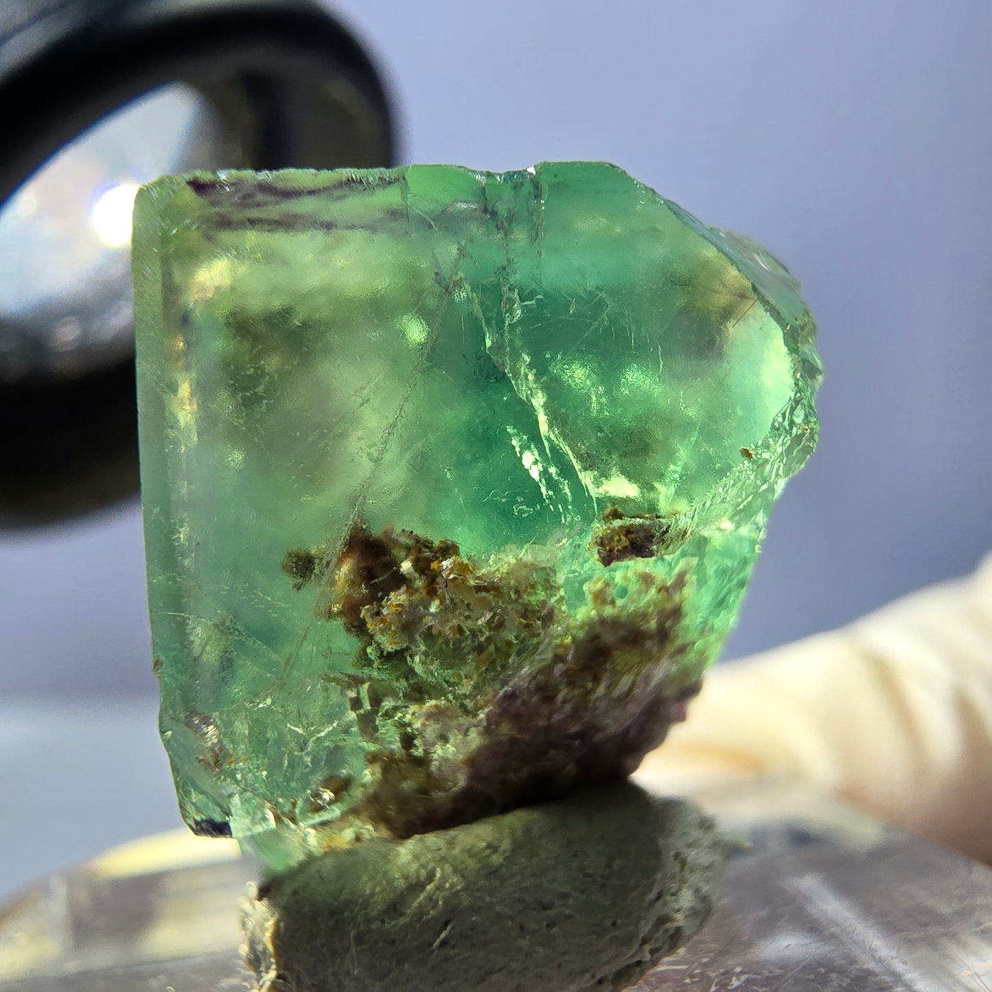 Clear Phantom Fluorite Cube parquetted, green Okorusu, Namibia 18*15*14mm 