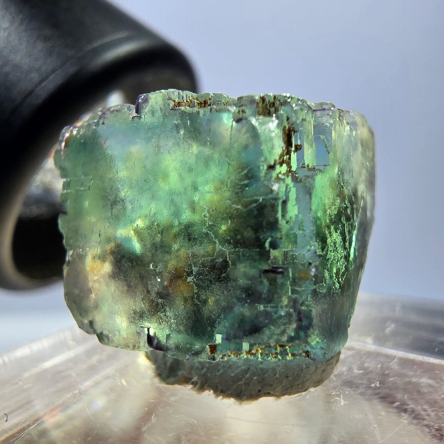 Klarer Phantom Fluorit Würfel parkettiert, grün Okorusu, Namibia 15*13*12mm