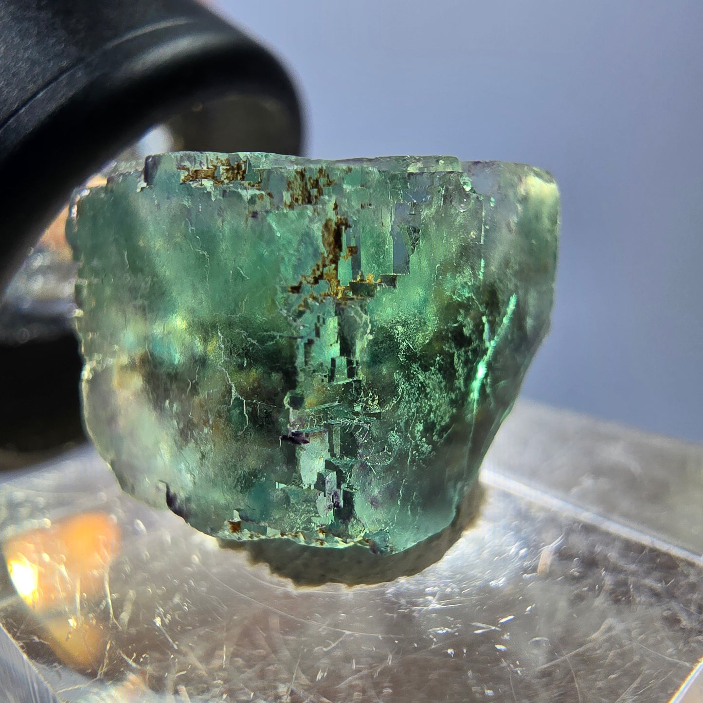 Klarer Phantom Fluorit Würfel parkettiert, grün Okorusu, Namibia 15*13*12mm