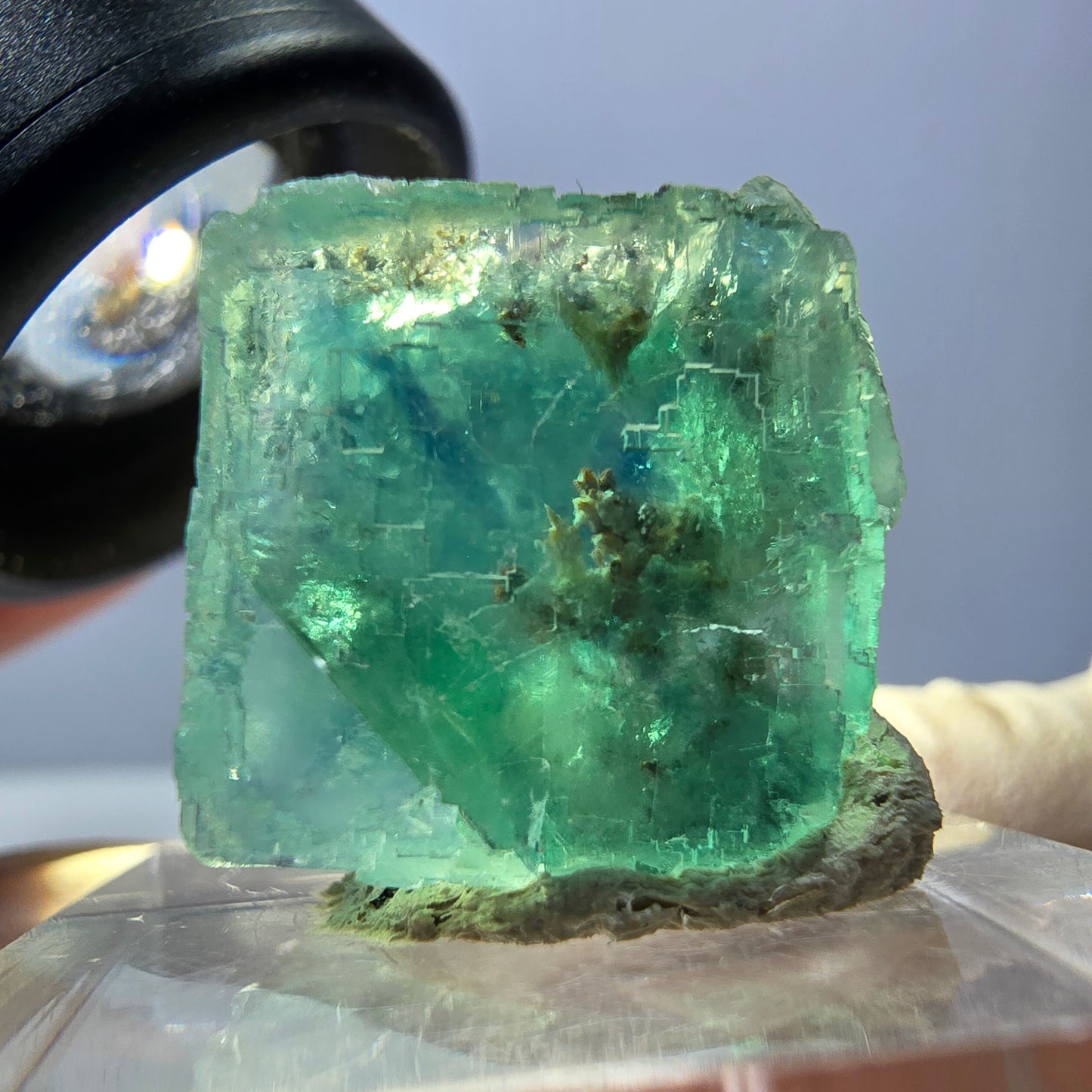 Klarer Phantom Fluorit Würfel parkettiert, grün Okorusu, Namibia 19*19*17mm