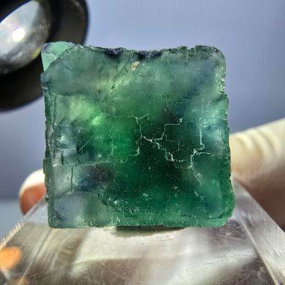 Klarer Phantom Fluorit Würfel parkettiert, grün Okorusu, Namibia 19*17*17mm