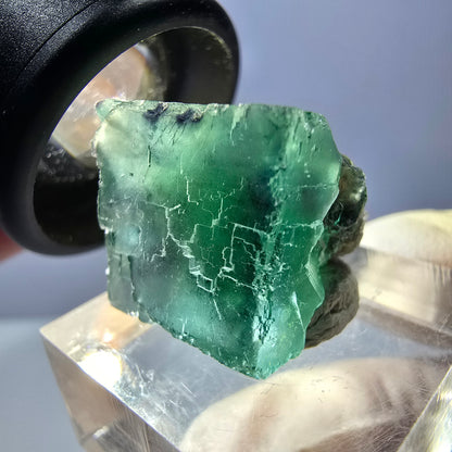 Klarer Phantom Fluorit Würfel parkettiert, grün Okorusu, Namibia 19*17*17mm