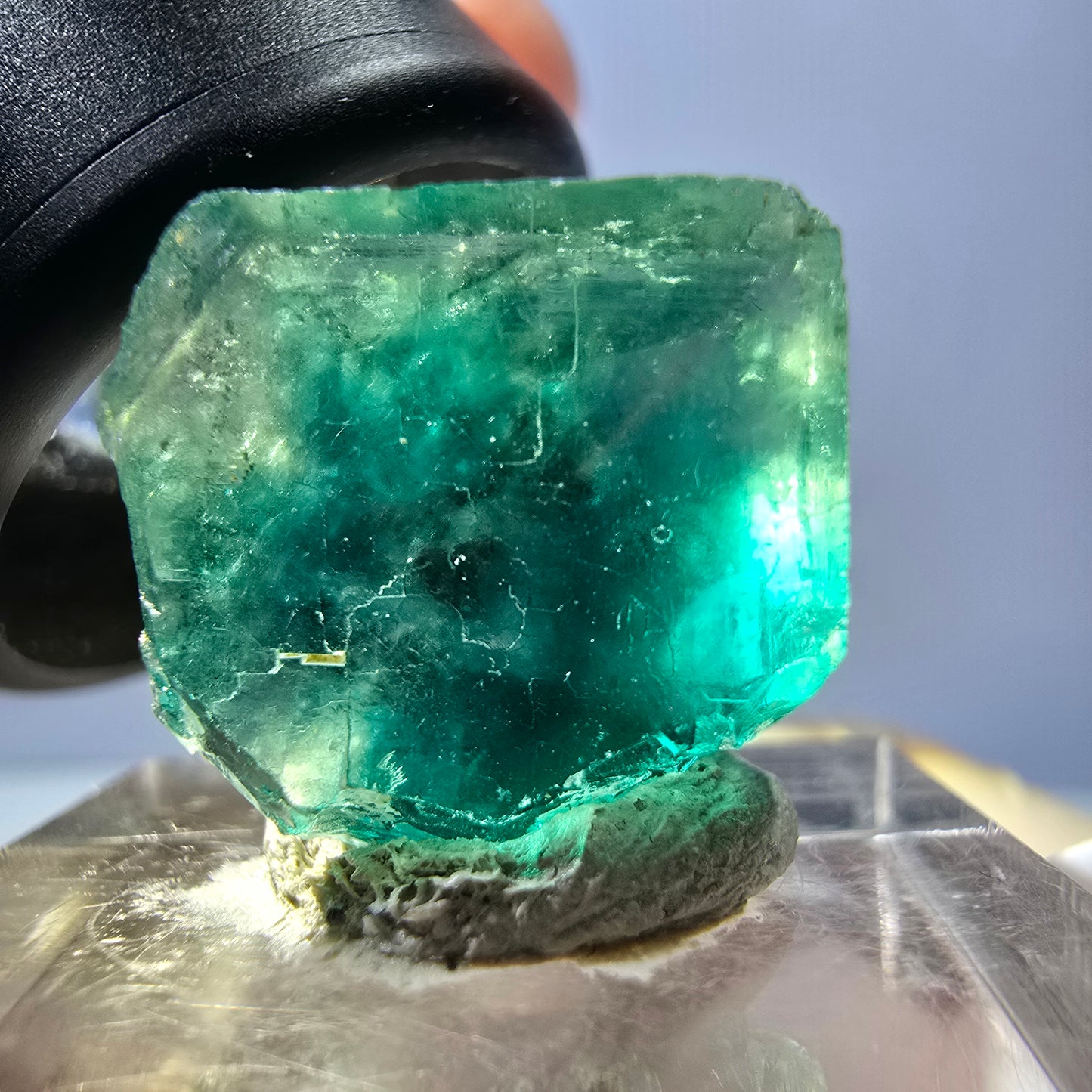 Klarer Phantom Fluorit Würfel parkettiert, grün Okorusu, Namibia 17*16*15mm