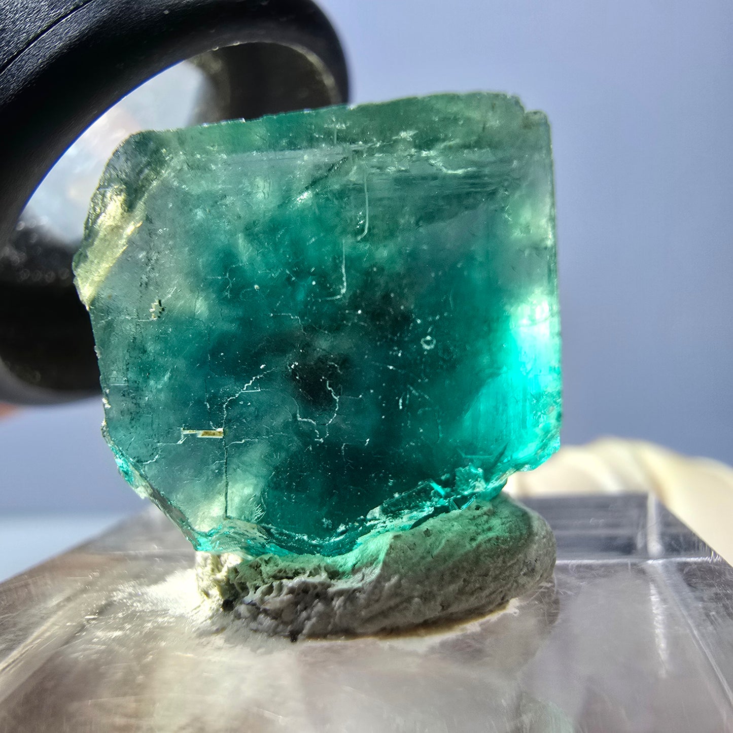 Klarer Phantom Fluorit Würfel parkettiert, grün Okorusu, Namibia 17*16*15mm