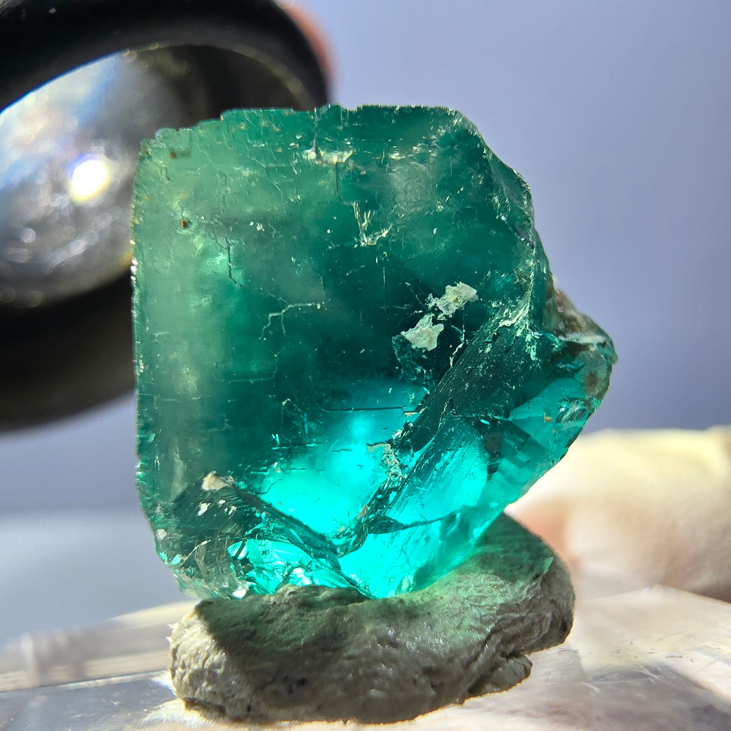 Klarer Phantom Fluorit Würfel parkettiert, grün Okorusu, Namibia 17*16*15mm