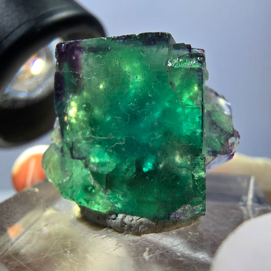 Klarer Phantom Fluorit Würfel parkettiert, grün Okorusu, Namibia - 21*16*14mm