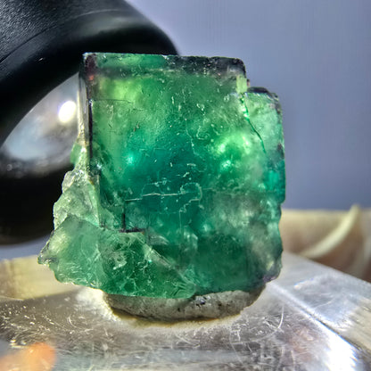 Klarer Phantom Fluorit Würfel parkettiert, grün Okorusu, Namibia - 21*16*14mm