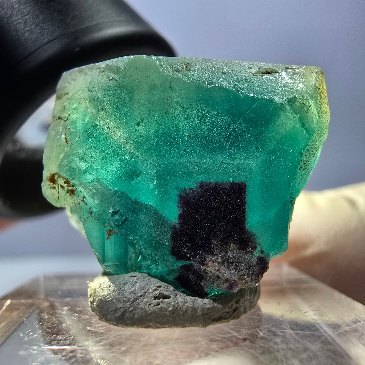 Klarer Phantom Fluorit Würfel parkettiert, grün Okorusu, Namibia 21*18*12mm