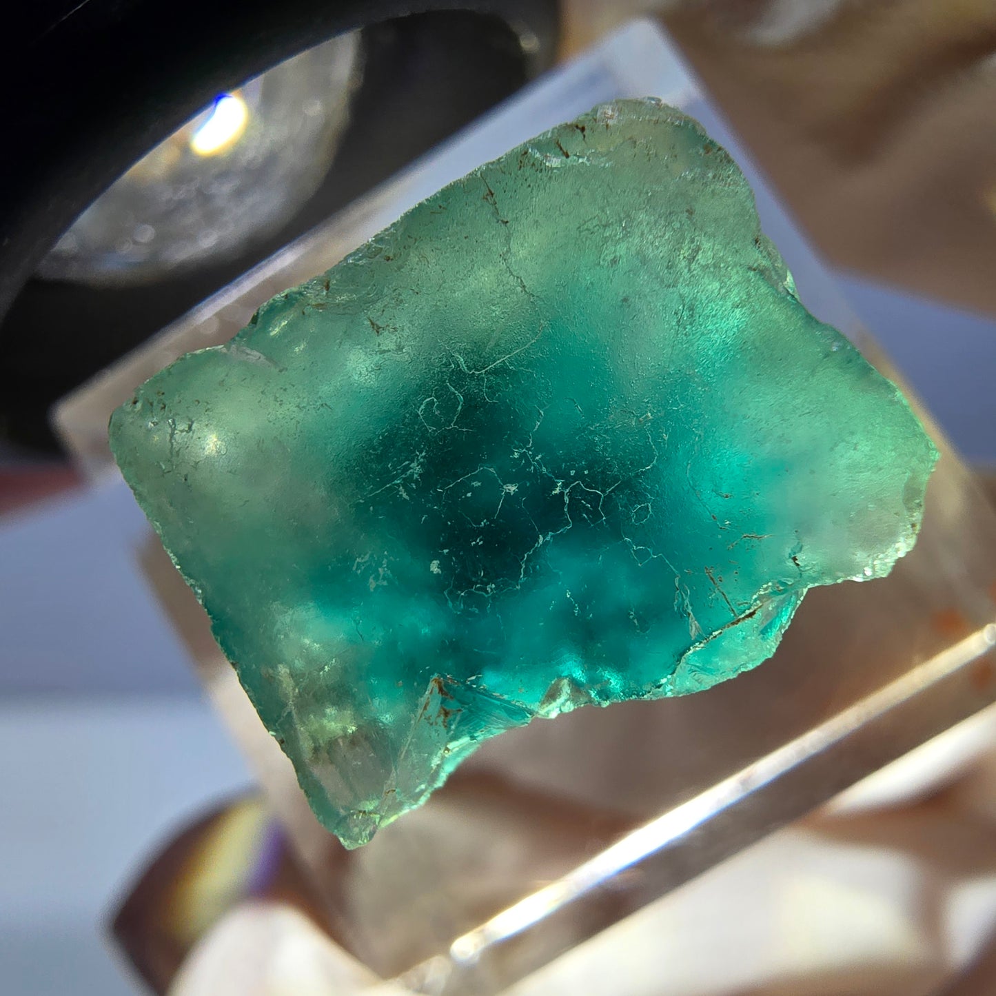 Klarer Phantom Fluorit Würfel parkettiert, grün Okorusu, Namibia 16*16*12mm