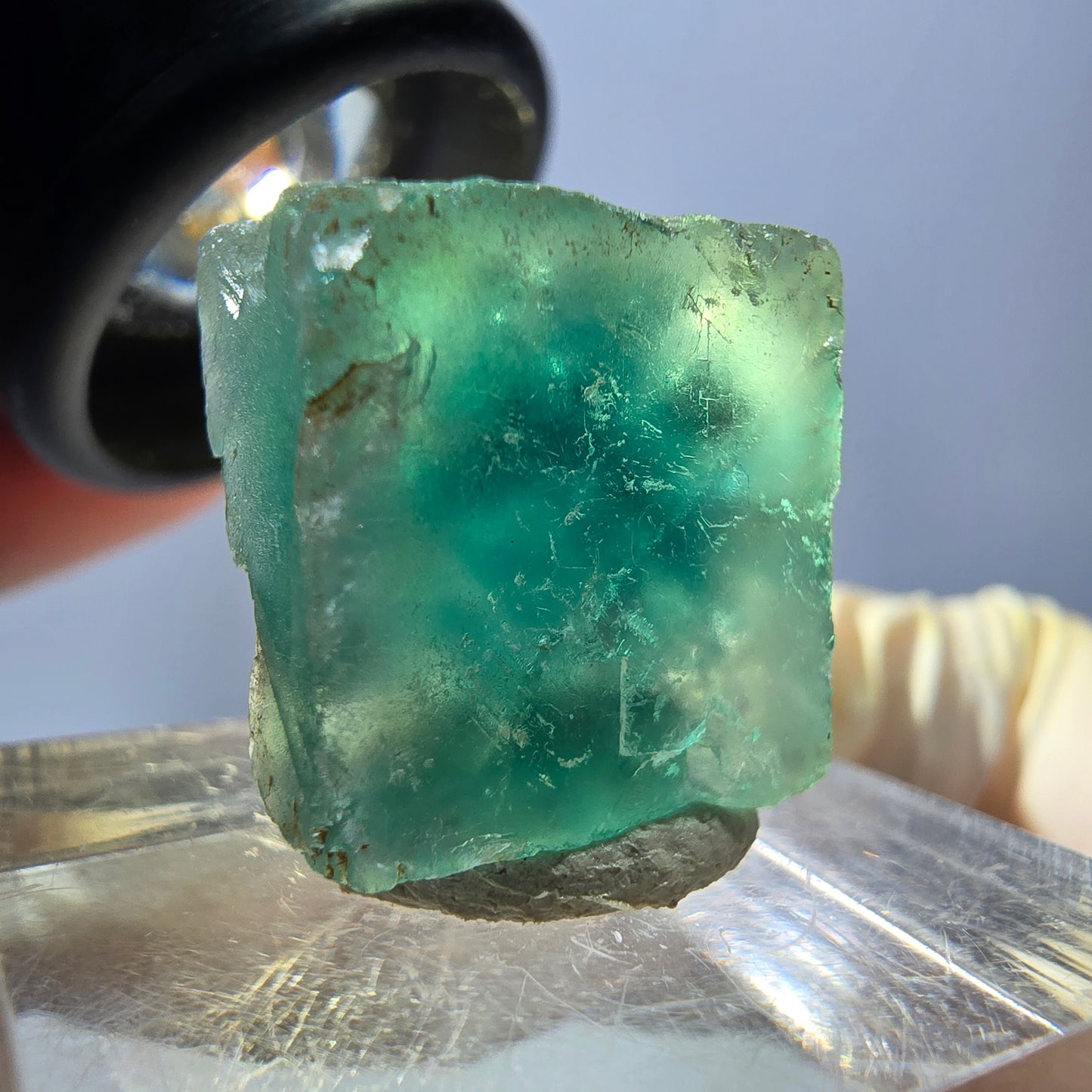 Klarer Phantom Fluorit Würfel parkettiert, grün Okorusu, Namibia 16*16*12mm