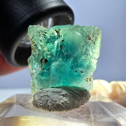 Klarer Phantom Fluorit Würfel parkettiert, grün Okorusu, Namibia 16*16*12mm