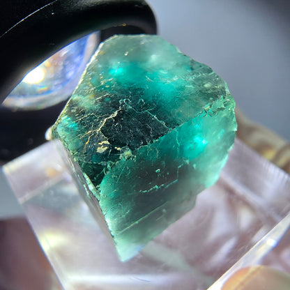 Klarer Phantom Fluorit Würfel parkettiert, grün Okorusu, Namibia 19*16*15mm