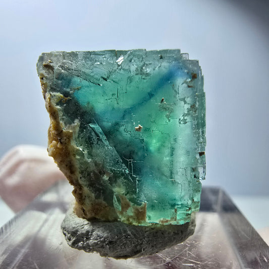 Klarer Phantom Fluorit Würfel parkettiert, grün Okorusu, Namibia 19*17*16mm