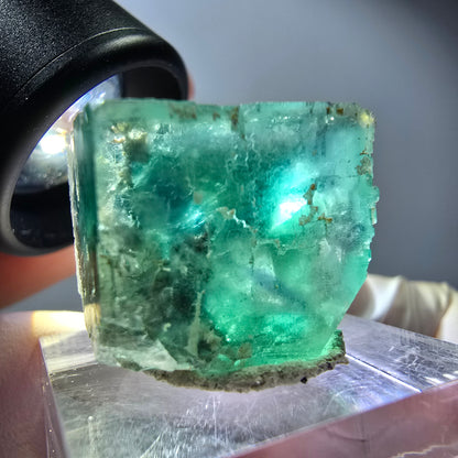 Klarer Phantom Fluorit Würfel parkettiert, grün Okorusu, Namibia 21*19*19mm