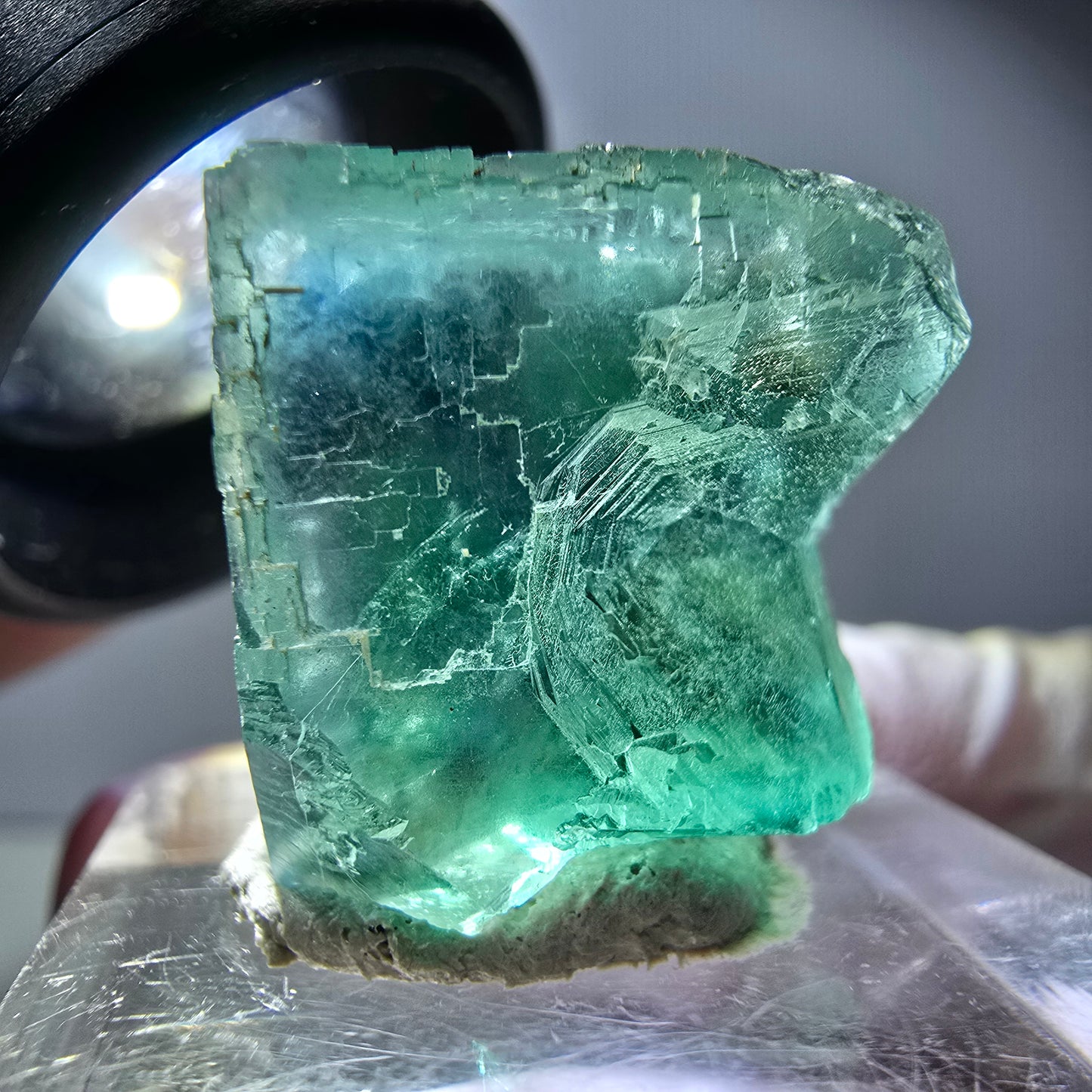 Klarer Phantom Fluorit Würfel parkettiert, grün Okorusu, Namibia 21*19*19mm
