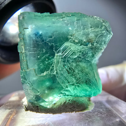 Klarer Phantom Fluorit Würfel parkettiert, grün Okorusu, Namibia 21*19*19mm