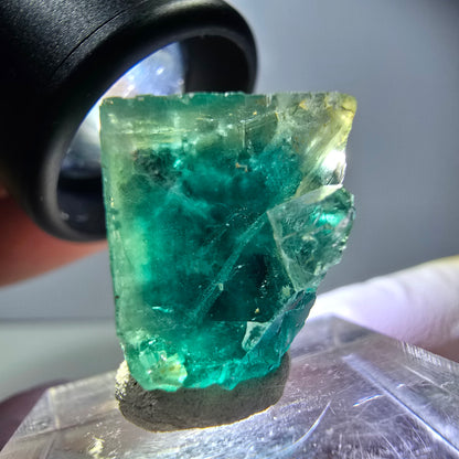 Klarer Phantom Fluorit Würfel parkettiert, grün Okorusu, Namibia 21*16*14mm