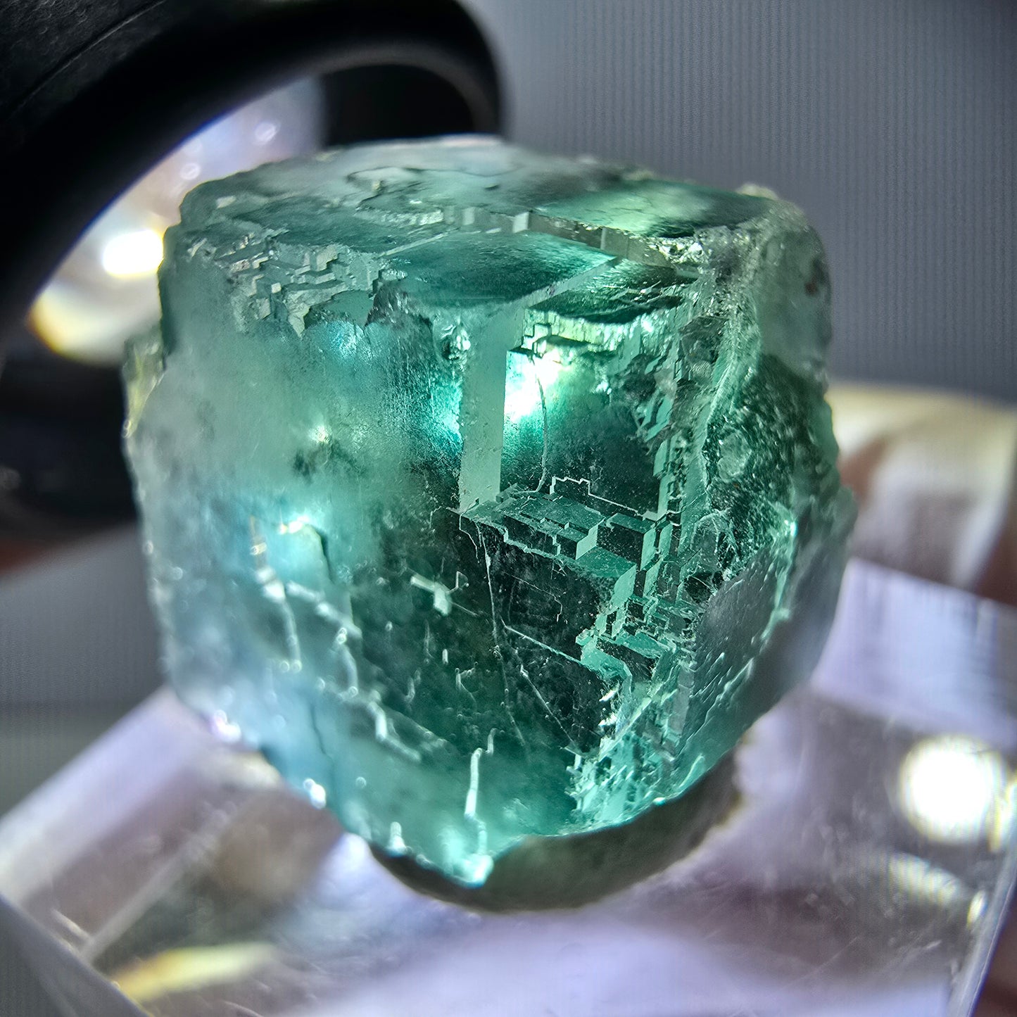 Klarer Phantom Fluorit Würfel parkettiert, grün Okorusu, Namibia 18*18*15mm