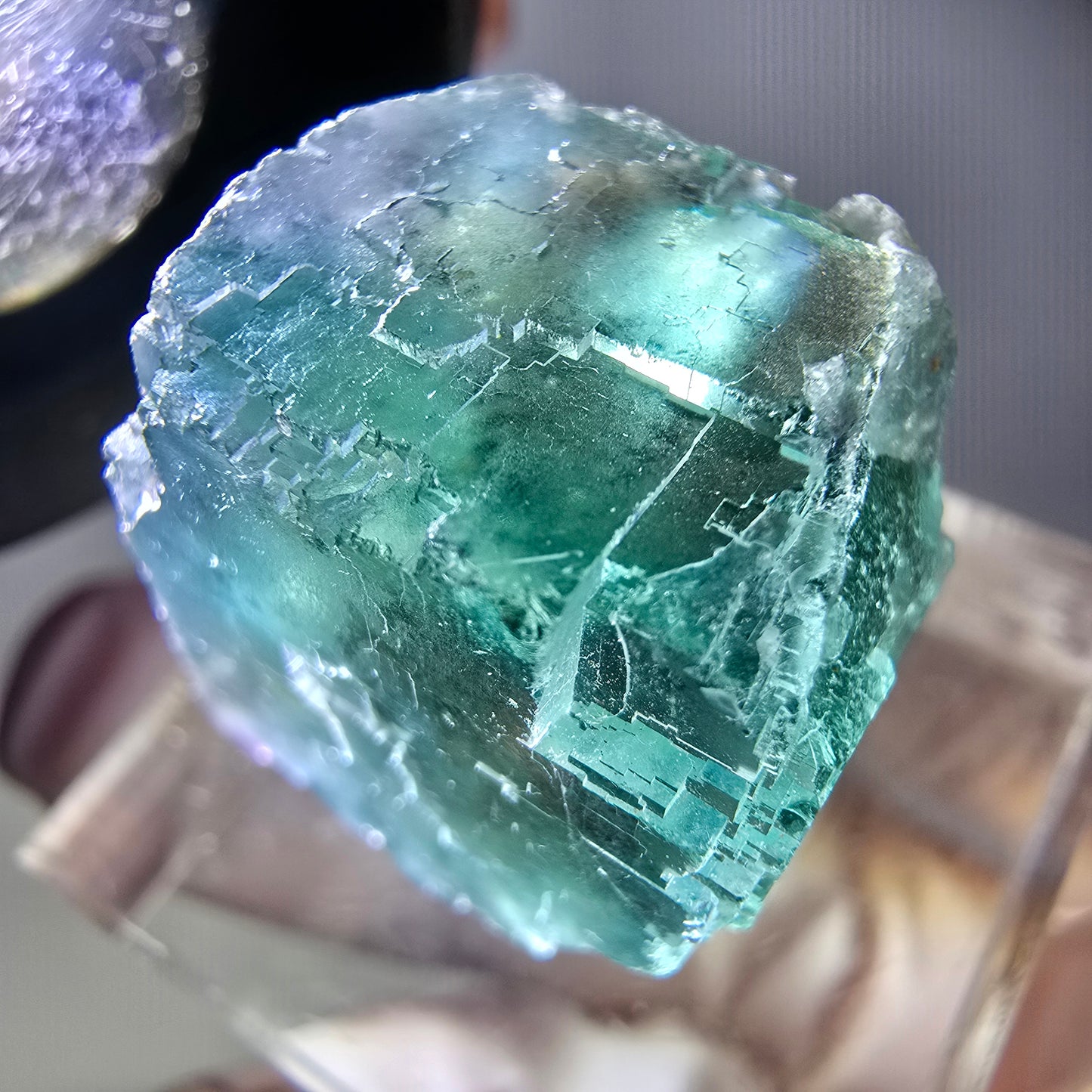 Klarer Phantom Fluorit Würfel parkettiert, grün Okorusu, Namibia 18*18*15mm