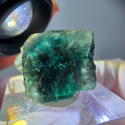 Klarer Phantom Fluorit Würfel parkettiert, grün Okorusu, Namibia 17*14*12mm