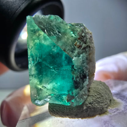 Klarer Phantom Fluorit Würfel parkettiert, grün Okorusu, Namibia 17*14*12mm