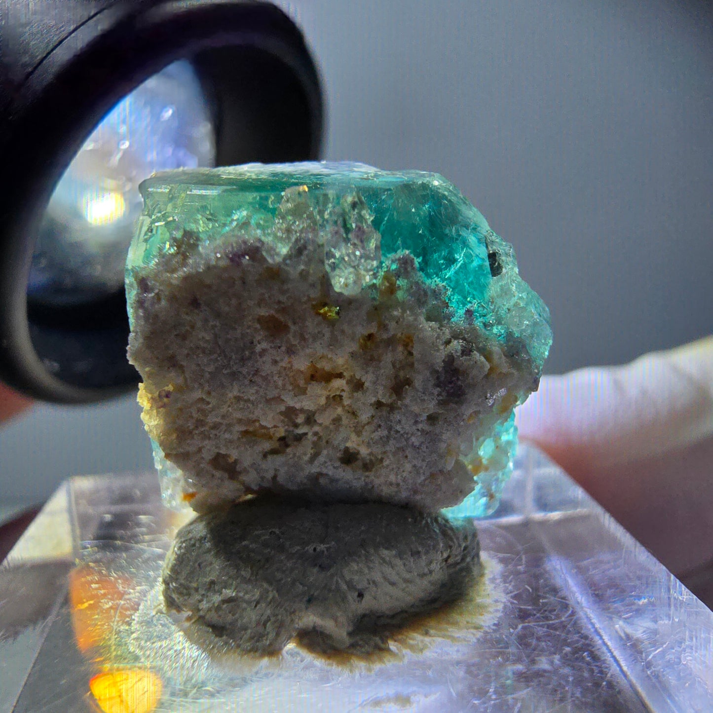 Klarer Phantom Fluorit Würfel parkettiert, grün Okorusu, Namibia 17*14*12mm